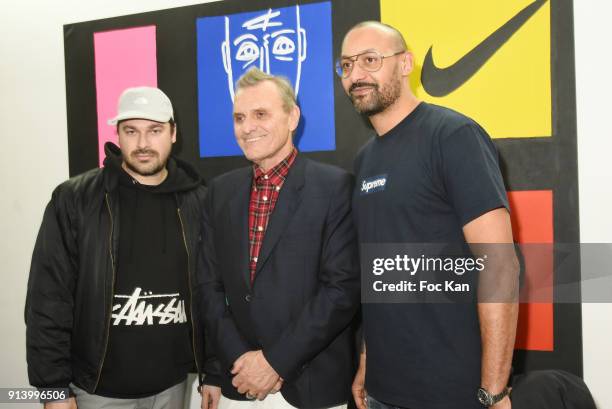 Marvin Dein, Jean Charles de Castelbajac and Sebastien Chapelle attend "I Want - The Empire of Collaborations" Jean Charles de Castelbajac Exhibition...