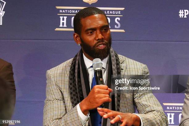 Randy Moss selected to the Pro Football Hall of Fame at NFL Honors during Super Bowl LII week on February 3 at Northrop at the University of...