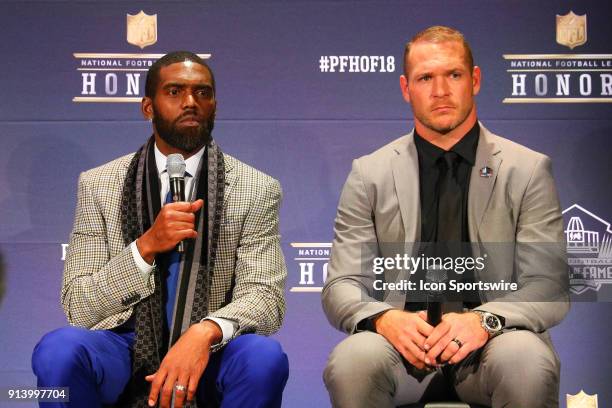 Randy Moss and Brian Urlacher selected to the Pro Football Hall of Fame at NFL Honors during Super Bowl LII week on February 3 at Northrop at the...