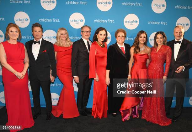 Duchess of York Sarah Ferguson, honoree and Global Philanthropist Award recipients actor Rob Lowe and Sheryl Lowe, Jeff Rich, Event Co-chair Jan...