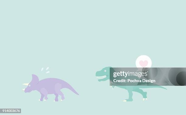 tyrannosaurus playing with triceratops vector illustration - triceratops vector stock illustrations