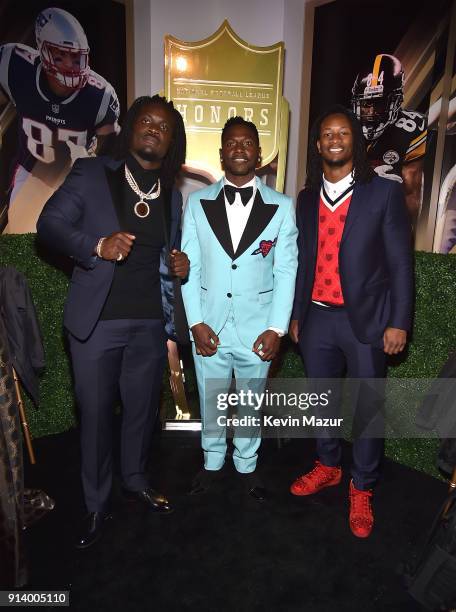 Players Melvin Ingram, Antonio Brown and Todd Gurley attend the NFL Honors at University of Minnesota on February 3, 2018 in Minneapolis, Minnesota.
