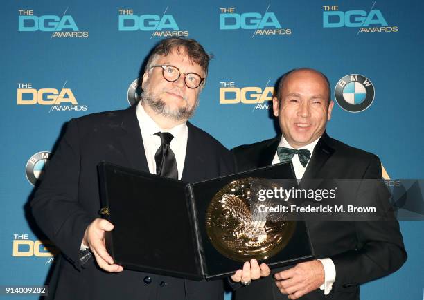 Director Guillermo del Toro, winner of the award for Outstanding Directorial Achievement in Feature Film for 'The Shape of Water', and producer J....
