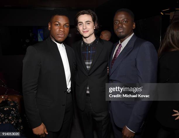 John Boyega, Timothee Chalamet, and Daniel Kaluuya visit the Dom Perignon Lounge before receiving the Virtuosos Award at The Santa Barbara...