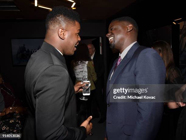 John Boyega and Daniel Kaluuya visit the Dom Perignon Lounge before receiving the Virtuosos Award at The Santa Barbara International Film Festival on...