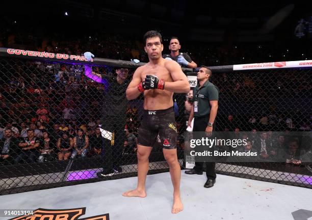 Lyoto Machida of Brazil enters the Octagon before facing Eryk Anders in their middleweight bout during the UFC Fight Night event at Mangueirinho...