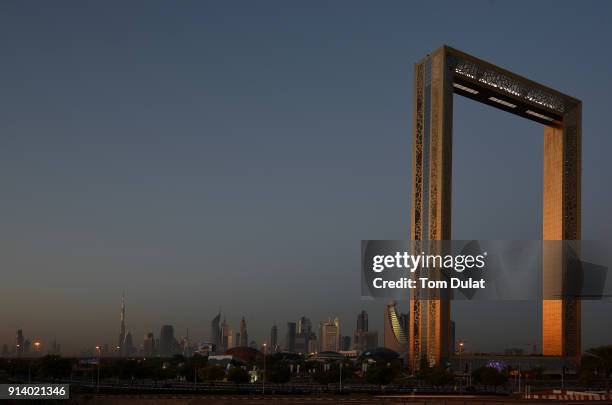 General view of Dubai Frame on February 4, 2018 in Dubai, United Arab Emirates.