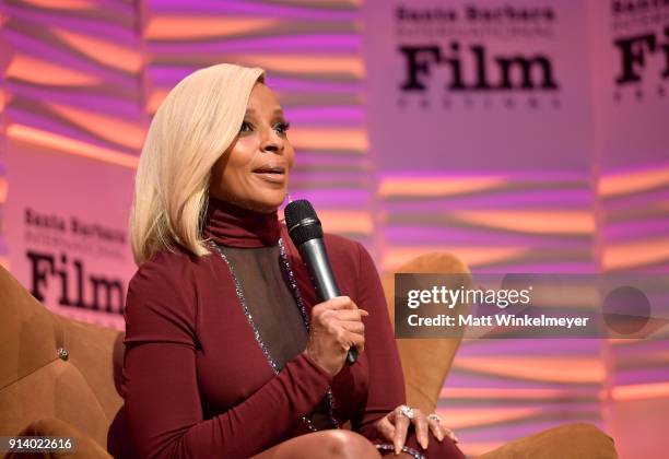 Mary J. Blige speaks onstage at the Virtuosos Award Presented By UGG during The 33rd Santa Barbara International Film Festival at Arlington Theatre...