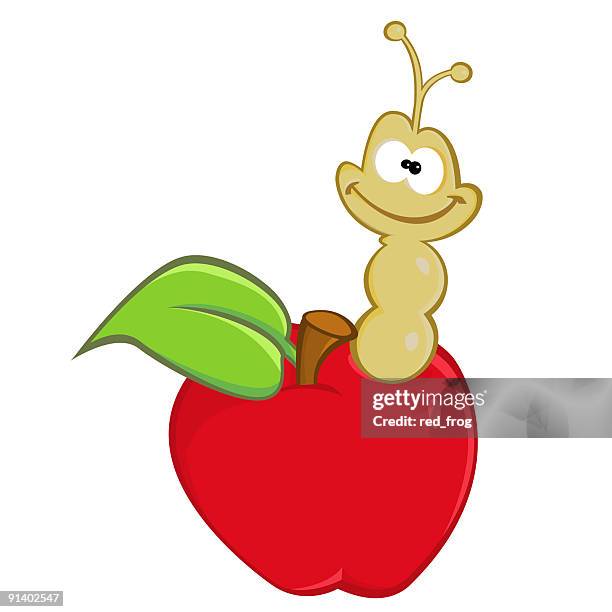 wormy apple - apple worm stock illustrations