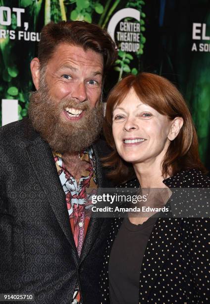 Actress Frances Fisher and director Daniel Henning arrive at the opening night performance of "Elliot, A Solder's Fugue" at the Kirk Douglas Theatre...