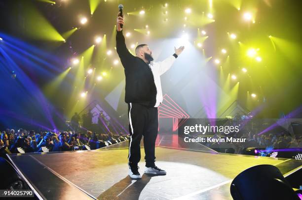 Khaled performs onstage during the 2018 DIRECTV NOW Super Saturday Night Concert at NOMADIC LIVE! at The Armory on February 3, 2018 in Minneapolis,...