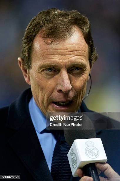 Emilio Butragueno former player of Real Madrid CF gives an interview prior to the La Liga game between Levante UD and Real Madrid CF at Ciutat de...