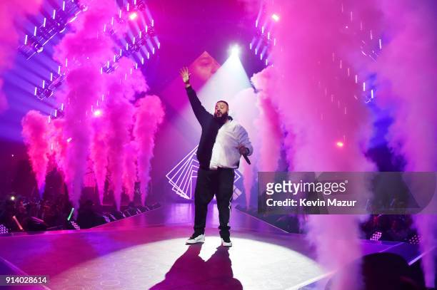 Khaled performs onstage during the 2018 DIRECTV NOW Super Saturday Night Concert at NOMADIC LIVE! at The Armory on February 3, 2018 in Minneapolis,...