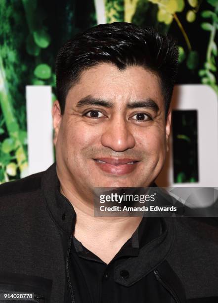 Actor Richard Azurdia arrives at the opening night performance of "Elliot, A Solder's Fugue" at the Kirk Douglas Theatre on February 3, 2018 in...