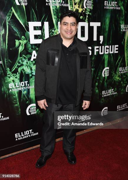 Actor Richard Azurdia arrives at the opening night performance of "Elliot, A Solder's Fugue" at the Kirk Douglas Theatre on February 3, 2018 in...