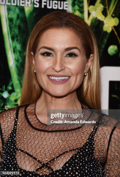 Actress Mara Marini arrives at the opening night performance of "Elliot, A Solder's Fugue" at the Kirk Douglas Theatre on February 3, 2018 in Culver...