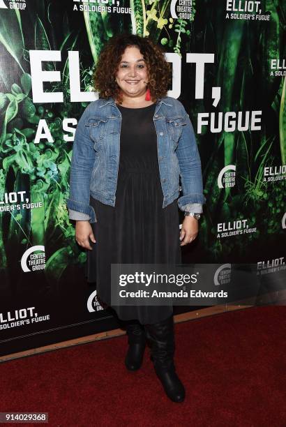 Actress Elisa Bocanegra arrives at the opening night performance of "Elliot, A Solder's Fugue" at the Kirk Douglas Theatre on February 3, 2018 in...