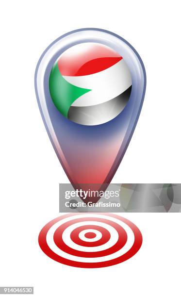 sudan button map pointer with sudanese flag isolated on white - pointer stick stock illustrations