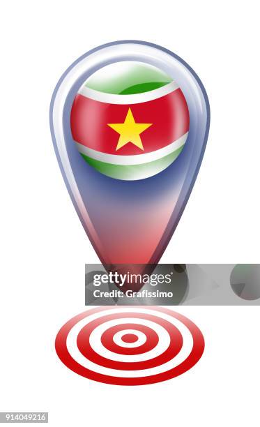 suriname button map pointer with flag isolated on white - pointer stick stock illustrations