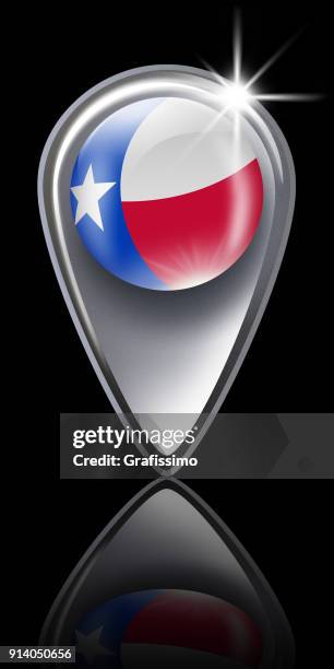 texas button map pointer with flag isolated on black - pointer stick stock illustrations