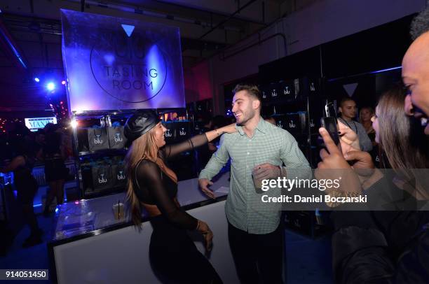 Musician Niykee Heaton hangs out in the blu Tasting Room during the 2018 Maxim Party co-sponsored by blu February 3, 2018 in Minneapolis, Minnesota.