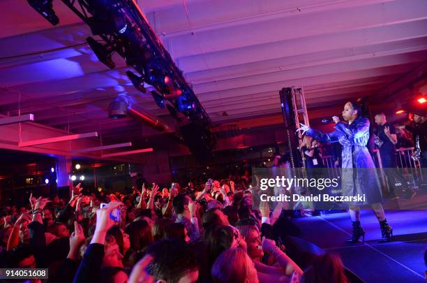 Rapper Cardi B performs for fans and guests during the 2018 Maxim Party co-sponsored by blu February 3, 2018 in Minneapolis, Minnesota.