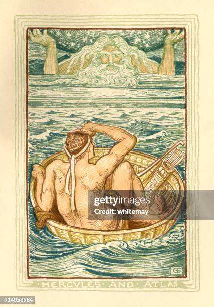 stockillustraties, clipart, cartoons en iconen met hercules en atlas - griekse mythologie - greek mythology