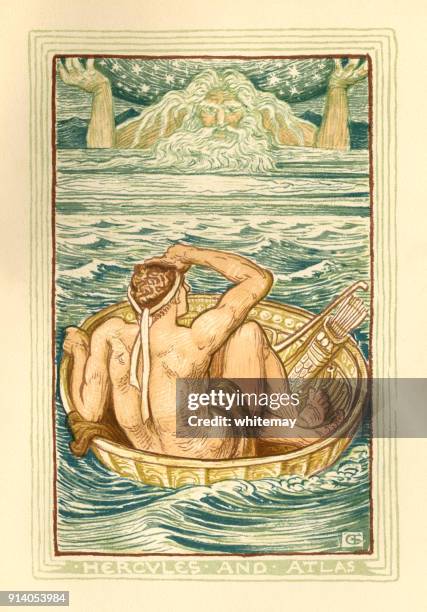 hercules and atlas - greek mythology - greek mythology stock illustrations