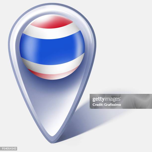 thailand button map pointer with thai flag isolated on white - pointer stick stock illustrations
