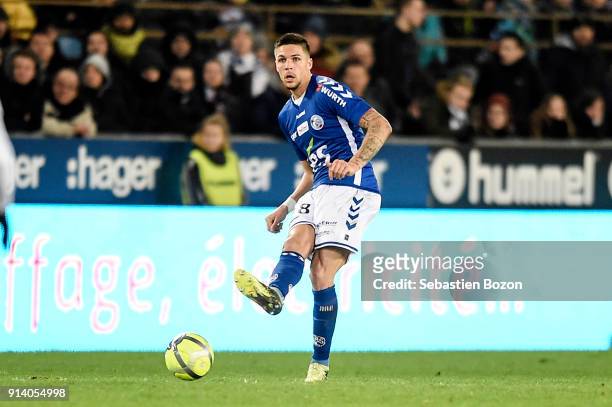 Jonas Martin of Strasbourg during the Ligue 1 match between Strasbourg and Bordeaux at on February 3, 2018 in Strasbourg, .