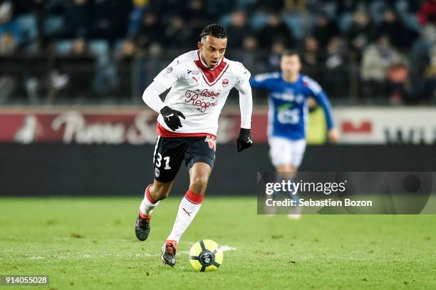 Jules Kounde of Bordeaux during the Ligue 1 match between Strasbourg and Bordeaux at on February 3, 2018 in Strasbourg, .