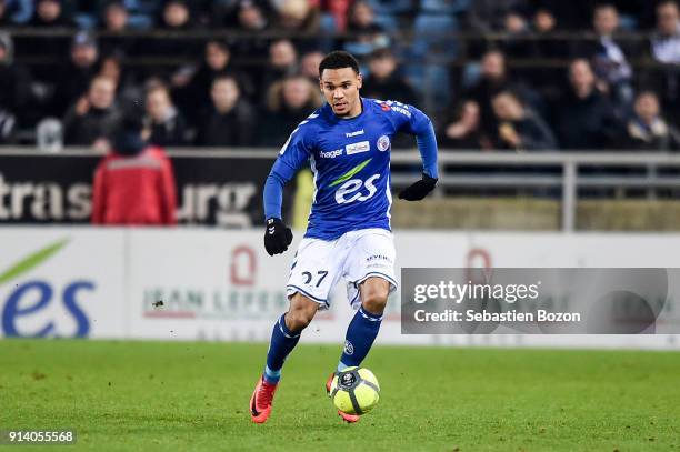 Kenny Lala of Strasbourg during the Ligue 1 match between Strasbourg and Bordeaux at on February 3, 2018 in Strasbourg, .