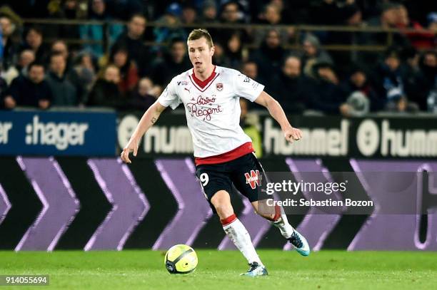 Lukas Lerager of Bordeaux during the Ligue 1 match between Strasbourg and Bordeaux at on February 3, 2018 in Strasbourg, .