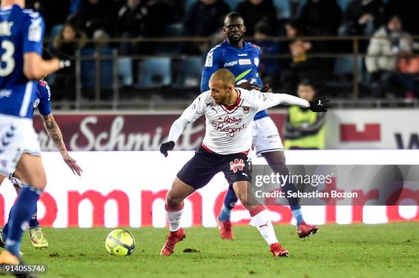 Martin Braithwaite of Bordeaux during the Ligue 1 match between Strasbourg and Bordeaux at on February 3, 2018 in Strasbourg, .