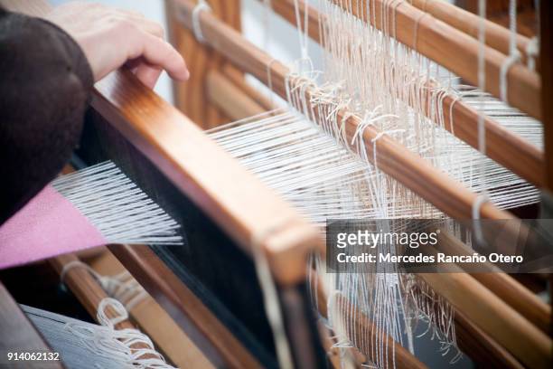 close-up view of old traditional loom. - loom stock pictures, royalty-free photos & images