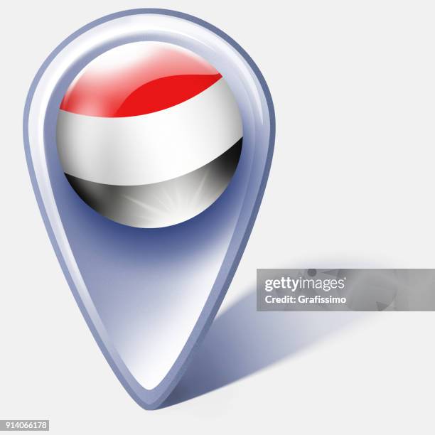 ilustraciones, imágenes clip art, dibujos animados e iconos de stock de puntero de mapa botón de yemen con bandera aislado en blanco - yemen