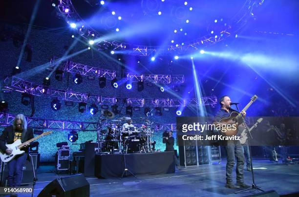 Tim Reynolds, Dave Matthews, Carter Beauford, Stefan Lessard, Rashawn Ross, Jeff Coffin performs at the 2018 The Night Before Concert With Dave...
