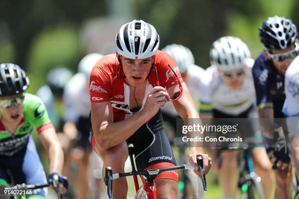 Mads Pedersen of Denmark and the Trek-Segafredo Team rides in the Jayco Herald Sun Tour, stage 4, 152.1km road race - 5 x 31.1km laps on February 4,...