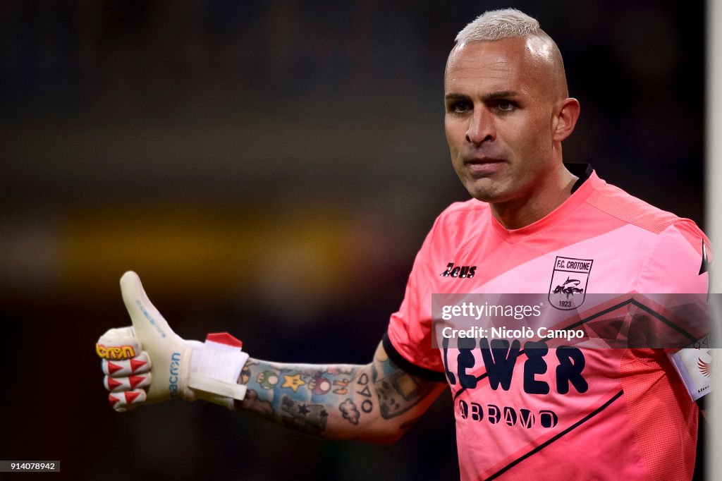 Alex Cordaz of FC Crotone gestures during the Serie A...