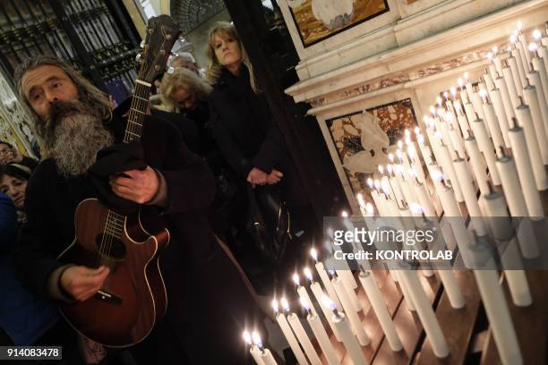 People play music during the Candelora festival at Montevergine Sanctuary in Ospidaletto d'Alpinolo a little village in the south of Italy. The...