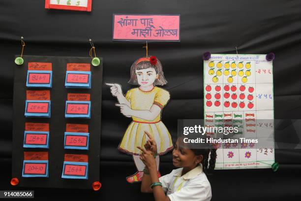 Children participate in Maths through fun learning and practical application at TMC School 69 at Kalwa, on February 2, 2018 in Mumbai, India.