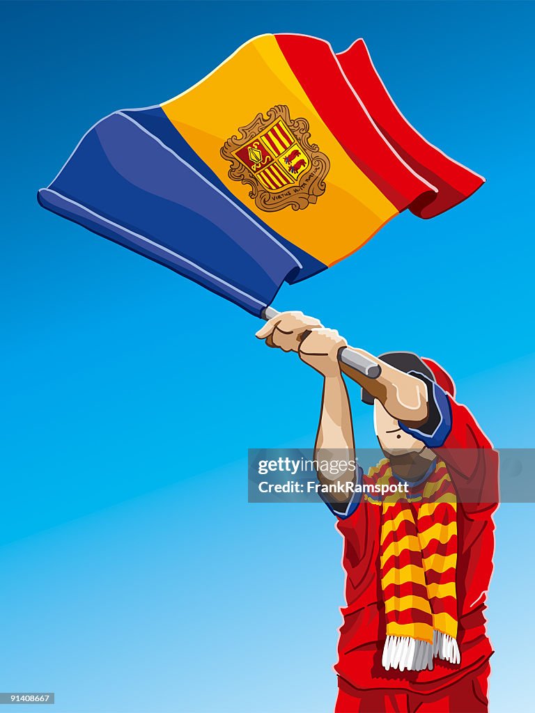 Andorra agitando de fútbol de bandera
