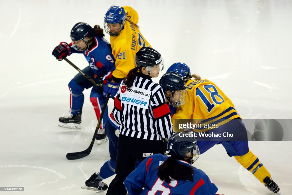 Korea Unified Team v Sweden - International Friendly Women's Ice Hockey