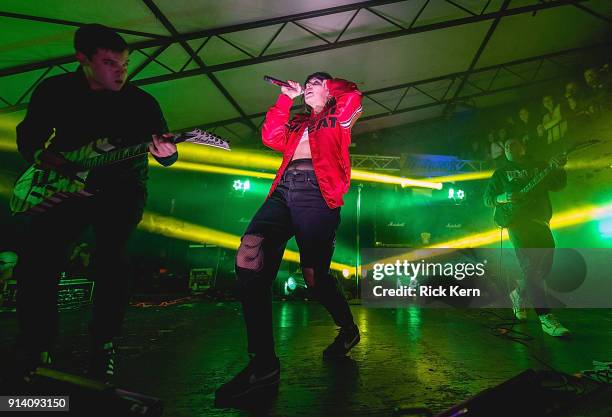 Singer-songwriter Alexis Krauss and musician Derek E. Miller of Sleigh Bells perform in concert at Mohawk on February 3, 2018 in Austin, Texas.