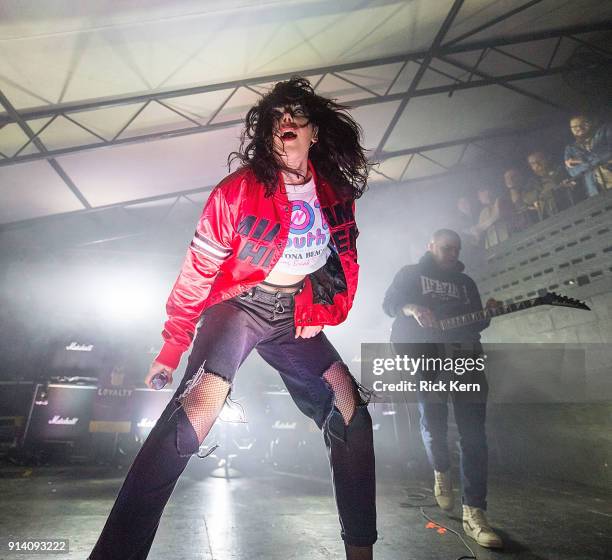 Singer-songwriter Alexis Krauss of Sleigh Bells performs in concert at Mohawk on February 3, 2018 in Austin, Texas.