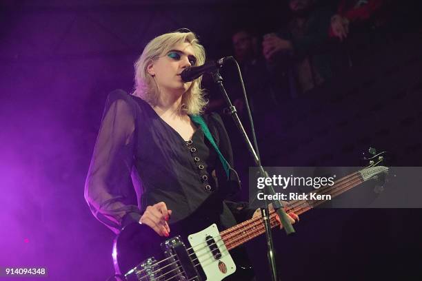 Singer-songwriter Julia Cumming of Sunflower Bean performs in concert at Mohawk on February 3, 2018 in Austin, Texas.