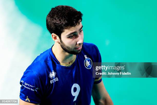 Valentin Bouleau of Paris Volley during the Ligue A match between Paris and Ajaccio on February 3, 2018 in Paris, France.