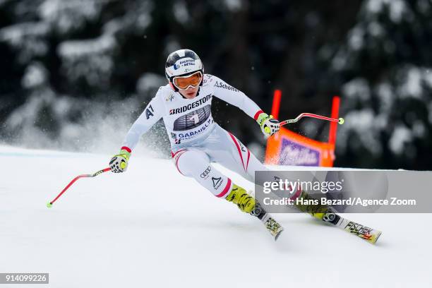 Nicole Schmidhofer of Austria competes during the Audi FIS Alpine Ski World Cup Women's Downhill on February 4, 2018 in Garmisch-Partenkirchen,...