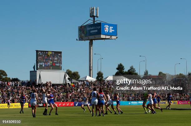 General view during the 2018 AFLW Round 01 match between the Western Bulldogs and the Fremantle Dockers at VU Whitten Oval on February 4, 2018 in...