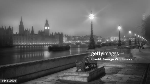 misty westminster ii - river thames night stock pictures, royalty-free photos & images